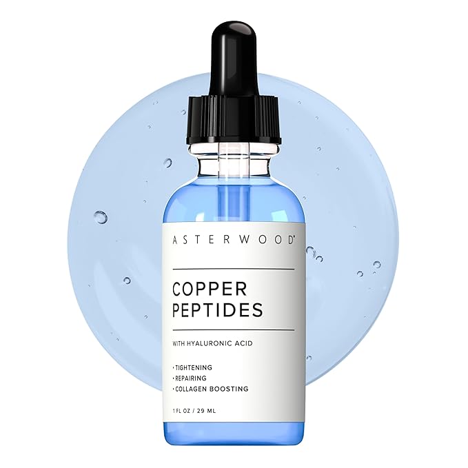 Asterwood Copper Peptides Serum for Face - with GHK-Cu Peptide and Hyaluronic Acid - Anti-Aging Facial Serum - 1 Fl Oz