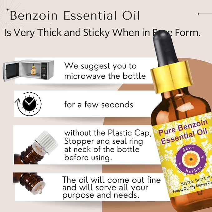 Deve Herbes Pure Benzoin Essential Oil (Styrax Benzoin) Steam Distilled (Pack of Five) 100ml X 5 (16.9 oz)
