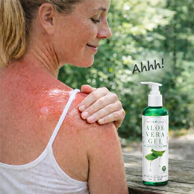 NTRSNS NaturSense 99% Organic Aloe Vera Gel. Deep Hydration, Effective Moisturizing. For Hair, Scalp, Face, Acne, Sunburn, Dry Winter Skin, Sensitive Skin, Shaving. Unscented, 12 oz. Made in the USA