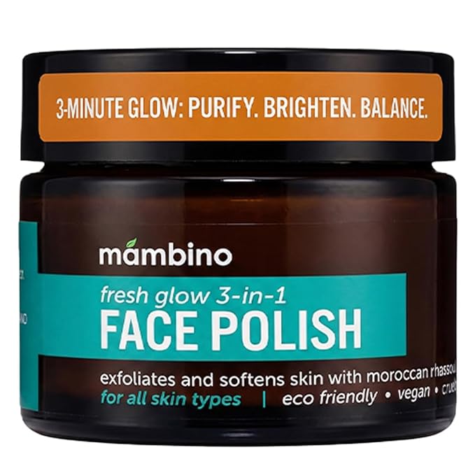 Mambino Organics Fresh Glow 3-In-1 Face Scrub, Exfoliating Face Wash & Facial Cleanser for Gentle Skin Care, Face Exfoliator for Smooth, Refreshed Skin, 1.7 oz