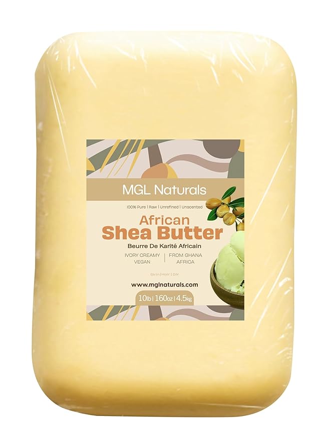 MGL Naturals Raw African Shea Butter Ivory 10 lb, 100% Pure and Unrefined. Nourish and moisturize skin and hair. Use alone or DIY recipes. From Ghana (10 lb)