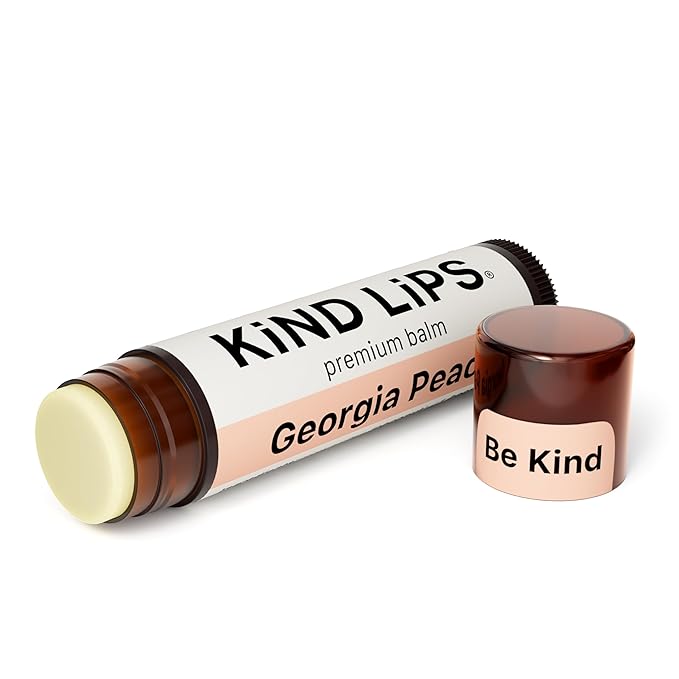 Kind Lips Georgia Peach Lip Balm Single Tube | Organic Lip Balm for Dry Lips | Natural Moisturizing Lip Care | Gluten Free | Made in USA