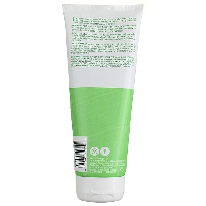 Freeman Canadian Hemp Seed Oil Absorbing Clay Mask, 6 fl oz