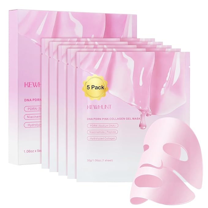 Salmon DNA PDRN Collagen Jelly Gel Mask,Overnight Face Mask,Hydrogel Mask with Niacinamide, Peptide for Glass Glow Skin - Elasticity, Hydrating, Firming,Plump,Fine Lines,Skincare 5ea Mothers Day Gifts
