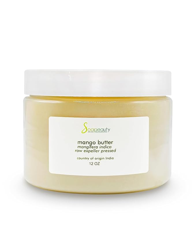 Soapeauty Raw Mango Butter 100% pure natural | Body, Hair & DIY Projects | Non GMO, No Preservatives, Vegan | 12 oz