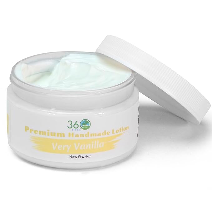 360Feel Very Vanilla Body Lotion - Hydrates with Coconut & Olive Oil, Plant-Based, Non-Greasy, Sensitive Skin, All Day Use