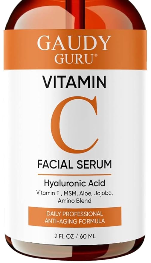 100% PURE VITAMIN C SERUM FOR FACE, Anti Aging Serum with Hyaluronic Acid, Vitamin E, MSM, Hydrating Serum for Dark Spots, Fine Lines, Wrinkles, Organic Vegan Ingredients - DOUBLE SIZED (2 OZ)