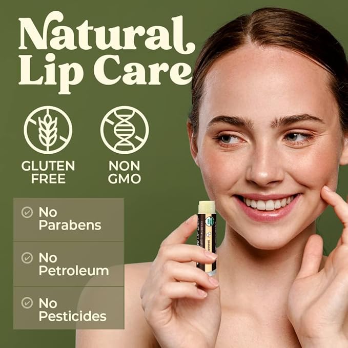 Earth's Daughter USDA Organic Lip Balm 4-Pack Unflavored - Beeswax, Coconut Oil, Vitamin E - Best Lip Repair Chapstick for Dry Cracked Lips.