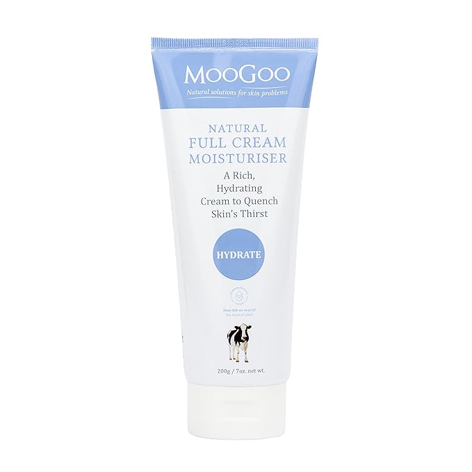 MooGoo Natural Full Cream Moisturizer - Ultra-Hydrating Repair for Dry, Itchy, Sensitive Skin - Suitable for Face, Body & All Ages, 200g/7oz.