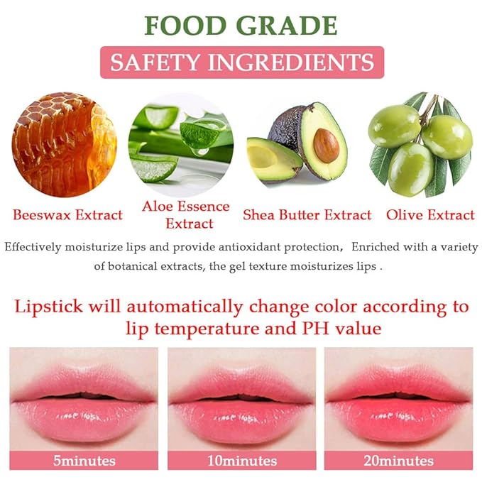 BINGBRUSH Aloe Vera Color Changing Lipstick Queen,Long Lasting Lip Care Nutritious Plumper Lip Balm Moisturizer Magic PH Temperature Color Change Lip Gloss Makeup Set for Women (5 Count (Pack of 1))