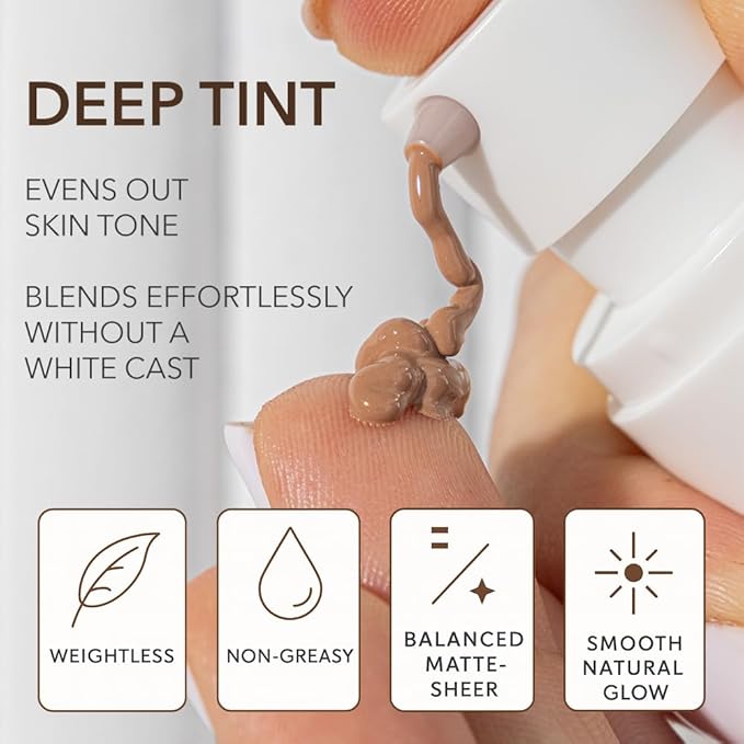 NAELI Anti Aging Tinted Moisturizer SPF 50, Mineral Sunscreen for Face with Zinc Oxide, Peptides & Ceramides, Natural Hydrating Dark Tint - 1.4 oz