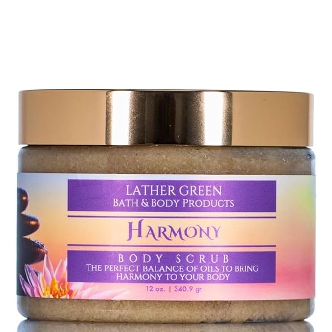 Exfoliating Sugar Body Scrub, Nourishing and Brightening Skincare Formula for Smooth, Radiant Skin, Hydrates & Revitalizes All Skin Type, 12 oz (12 OZ, Harmony Sugar)