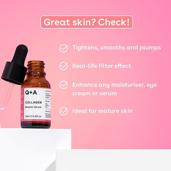 Q+A Collagen Booster Serum (15ml), Collagen Face Serum, Skincare with Algae Extracts, Smooths, Plumps & Hydrates, Vegan & Cruelty Free, For All Skin Types