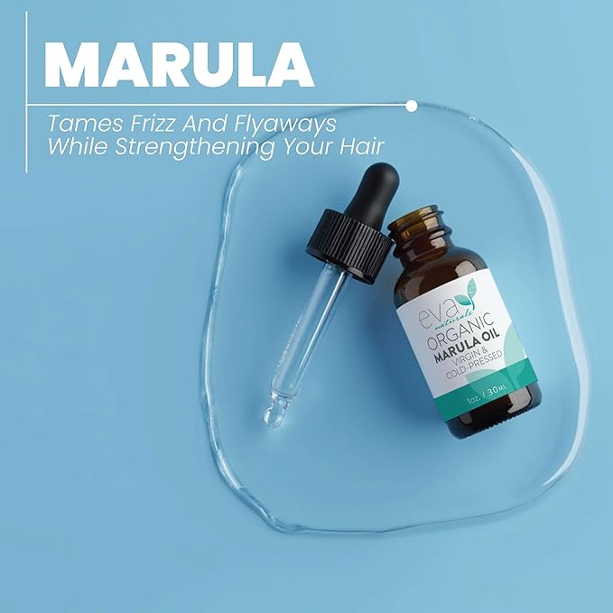 Eva Naturals Marula Oil – 100% Pure Cold Pressed Oil for Face, Hair, Skin & Body – Lightweight Facial & Massage Serum – Moisturizer for Aging Care, Gua Sha & Beard Use – 1 Oz