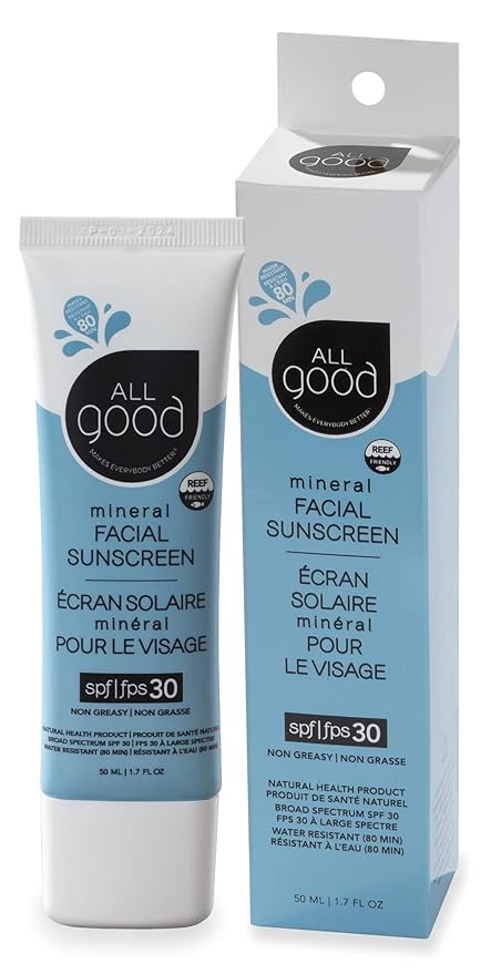 All Good Facial Mineral Sunscreen Lotion SPF 30 | Daily Face Moisturizer, Nourishing Botanicals, Hyaluronic Acid, Green Tea, Aloe, Calendula, Raspberry Seed Oil |1.7oz (2-Pack)