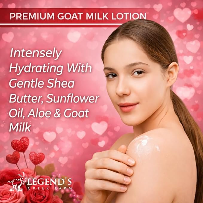 Legend's Creek Farm Goat Milk Lotion - Deeply Moisturizing Goat Milk Body Lotion for Body, Hand & Face - 9 oz Body Moisturizer with Shea Butter, Sunflower Oil, Aloe, Handmade in USA (Patchouli L.)