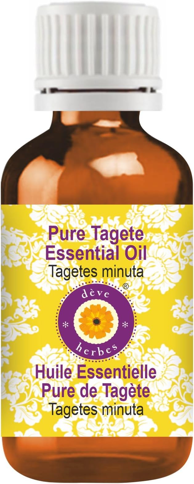 dève herbes Tagete Essential Oil (Tagetes minuta) with Glass Dropper | Pure | Non-Sticky | Non-Greasy | Lightweight | Men & Women | All Skin Types | Steam Distilled 10ml (0.33 oz)