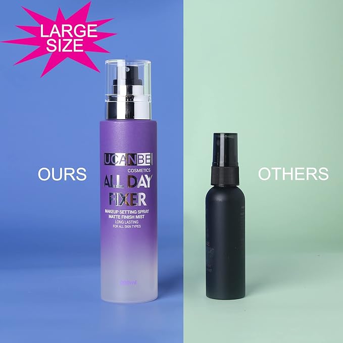 UCANBE Makeup Setting Spray - 2PC Set Matte Finishing Spray, Long Lasting Oil Control Make Up Spray, Lightweight Hydrate Face Mist for Face