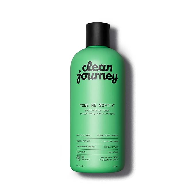 cleanjourney Face Toner for Women & Men, Witch Hazel, Bladderwrack Extract, Tightens Pores & Smoothes Skin Texture, for Oily & All Skin Types, EWG Verified, Alcohol & Fragrance-Free, 14 Fl Oz