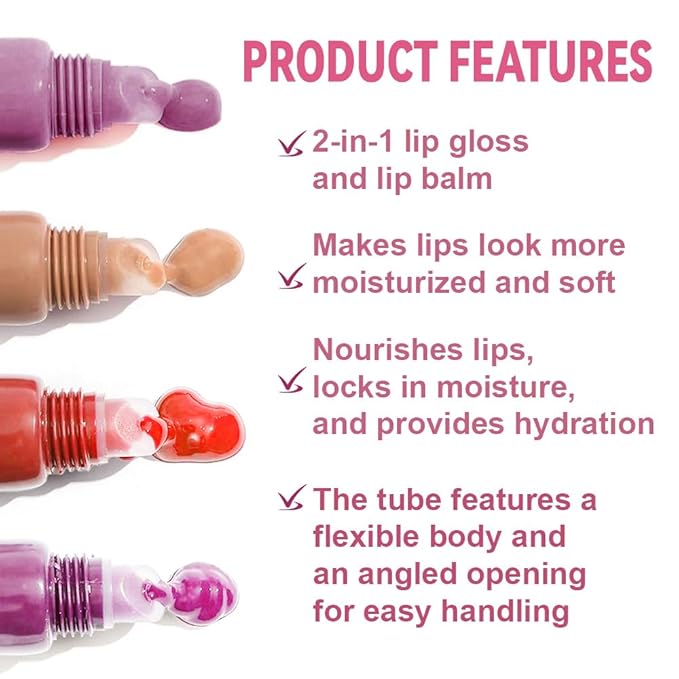 2Pcs Summer Lip Butter Lip Balm Glow Reviver Lip Gloss, Melting Lip Serum, Ultra-Hydrating Natural Vegan Lip Balm, Sheer-Tinted Shine & Hydration, Soothes & Softens Dry Lips (02+05)