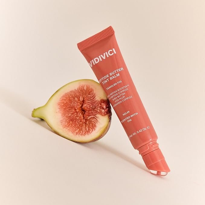 VIDIVICI Peptide Butter Tint Balm | 10 Color Variants, Moisturizing Lip Tint with Melting Peptide Complex™ & Sheer Tinted Glow - 09 TANGLED FIG (12g, 0.42Oz)