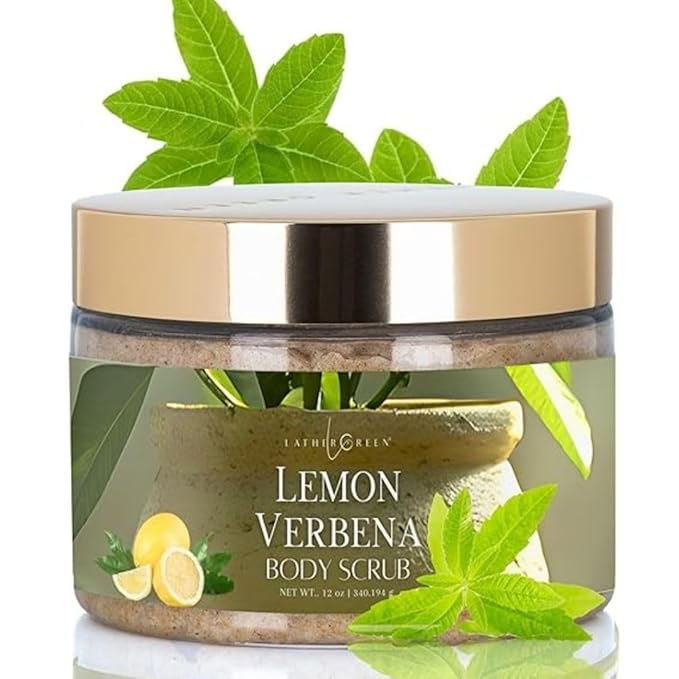 Lemon Verbena Natural Body Scrub – Exfoliating & Hydrating Scrub for Smooth, Radiant Skin, 12 oz