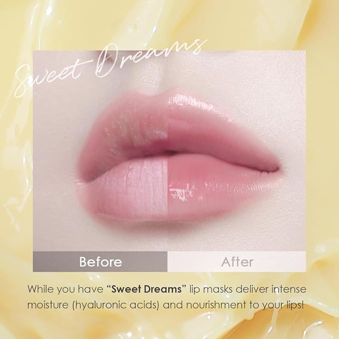 glowiest Sweet Dreams Overnight Lip Mask- Nourishing, Plumping and Hydrating Lip Balm | glowiest Sweet Dreams Lip Sleeping Mask | Hyaluronic Acids+Vitamin C+Shea Butter+Antioxidants l Vanilla
