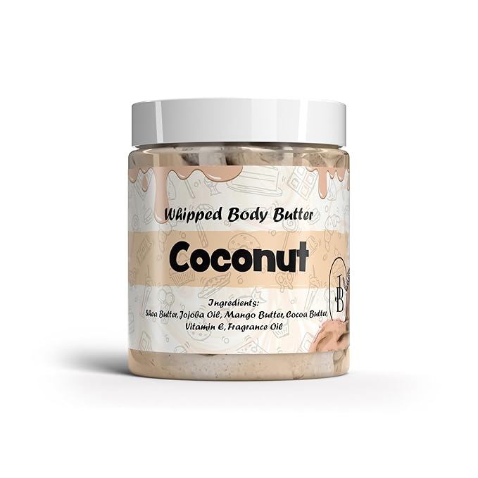Jersey Botanical - Coconut Whipped Body Butter 8oz. With Shea Butter Mango Butter Cocoa Butter Creamy Natural Smooth Long-lasting Intense Moisturizer