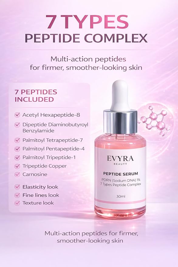 PDRN Renewal Serum – Advanced 7 Peptide Complex with PDRN (Sodium DNA) 1%, Collagen & Ceramide NP, Hydrating & Firming Pink Glow – 30ml
