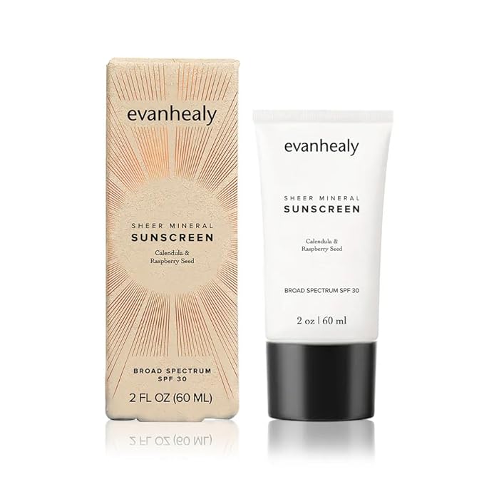 evanhealy Sheer Mineral Sunscreen | Broad Spectrum SPF 30 | Non-Nano Zinc Oxide, No White Cast, Reef Friendly, Lightweight, Non-Greasy, Fragrance Free, Gluten Free, Vegan