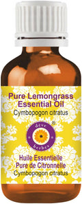 Deve Herbes Pure Lemongrass Essential Oil (Cymbopogon citratus) Steam Distilled 10ml (0.33 oz)