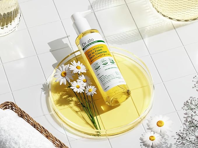 Dr.ato Ultra Moisture Oil to Foam Cleanser (8.45 fl.oz) – Hydrating 2-in-1 Double Cleanser for Dry & Sensitive Skin, Gentle Deep Pore Cleansing with Low pH Formula