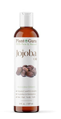 Plant Guru Jojoba Oil 8 fl. oz. Cold Pressed Unrefined - 100% Pure Natural Moisturizer For Skin, Body, Face And Hair Growth. Deeply Hydrating Carrier Oil For DIY Soap Making and Massage