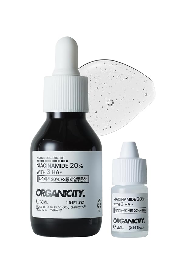 Niacinamide 20% + Hyaluronic Acid 1% Concentrated Serum, 1.01 + 0.16 Fl Oz, Pore Minimizer & Moisturizer Vitamin B3 for Even Skin Tone & Fine Lines