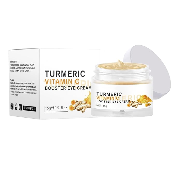 Turmeric + Vitamin C Eye Cream, Turmeric Under Eye Cream for Dark Circles and Puffiness, Anti Aging Cream Correction for Puffy Eye Bags Fine Lines Dark Circles Wrinkles Eye Firming Even Skin Tone