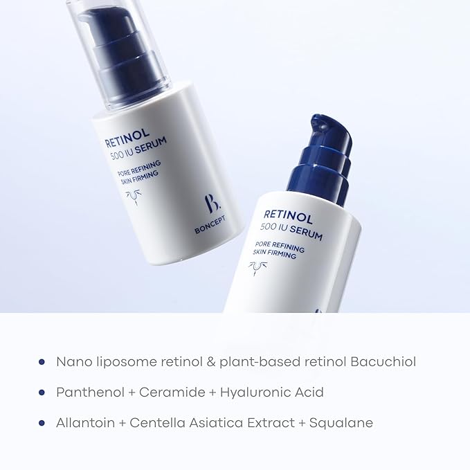 Retinol 500 IU Serum – Korean Skin care for Anti aging, Pore care, Wrinkle, Lifting for All Skin Types with Bakuchiol, Squalane, Hyaluronic Acid | 1.01 fl. oz. / 30 ml