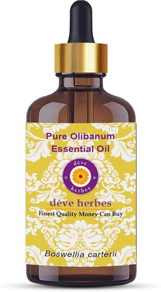 dève herbes Olibanum Essential Oil (Boswellia carterii) with Glass Dropper | Pure | Non-Sticky | Non-Greasy | Lightweight | Men & Women | All Skin Types | Steam Distilled 100ml X 2 (6.76 oz)