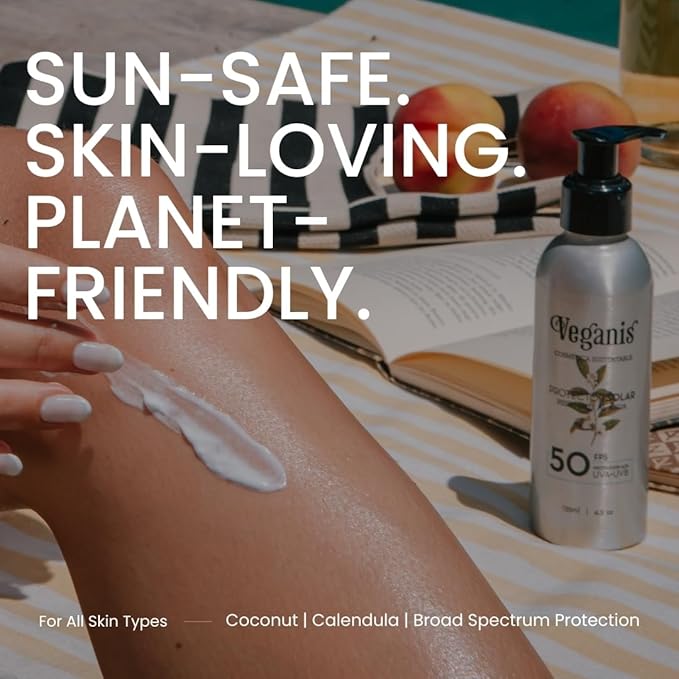 Sunscreen SPF 50 – Coconut & Calendula Oils – High Protection Broad-Spectrum UVA/UVB Face & Body Sunscreen – Light Texture, Fast-Absorbing, Vegan & Oxybenzone-Free Formula – Suitable for Kids
