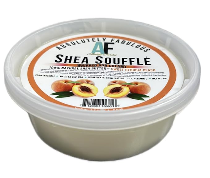 | 100% Whipped Creamy Natural Shea Butter 8oz | Absolutely Fabulous (OS, Sweet Georgia Peach)