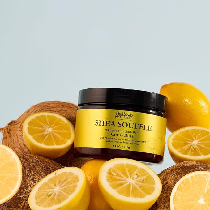 The Roots Naturelle Whipped Shea Butter Body Butter A deliciously thick whipped oil body crème, laced with notes of citrus. Deeply hydrates with an intoxicating scent