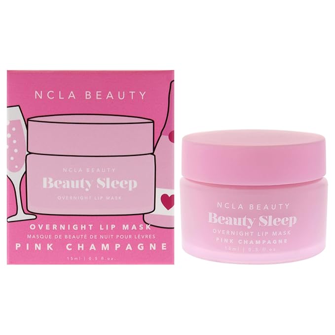NCLA Beauty Sleep Overnight Lip Mask - Lip Mask for Women - Nourishes and Hydrates with Castor Seed Oil and Shea Butter - Pink Champagne - 0.5 oz