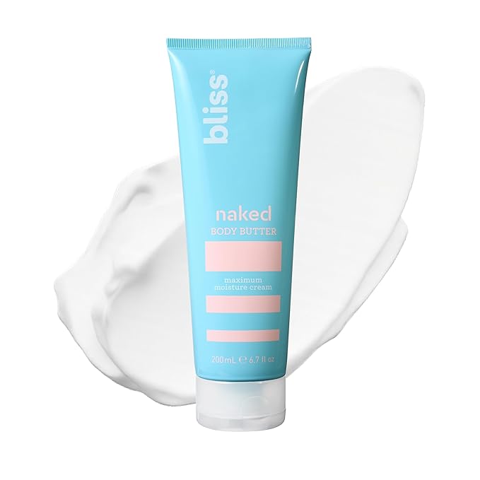 Bliss - Naked Body Butter - Unscented - Maximum Moisture Cream - 6.7 Fl Oz - Daily Moisturizer for Women & Men - Fragrance Free - Vegan and Cruelty Free