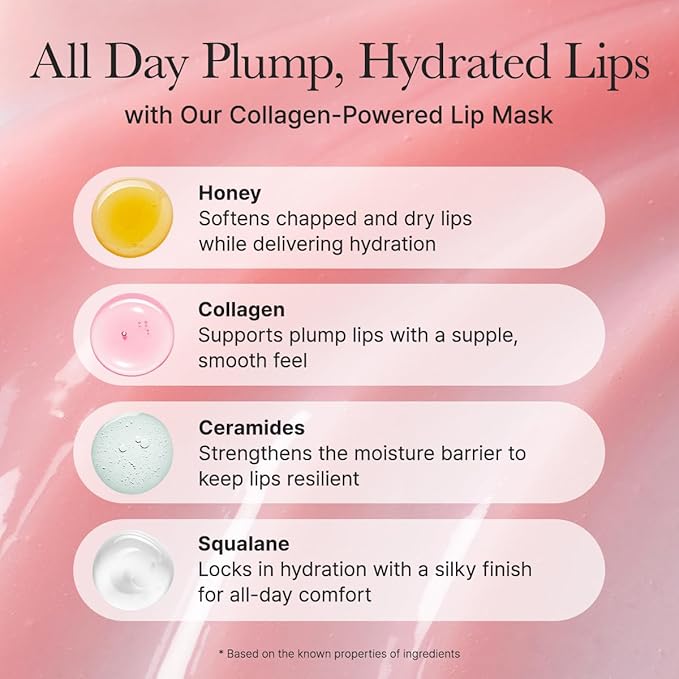 Arencia Honey Glazed Collagen Lip Mask, Overnight Lip Treatment with Collagen and Honey, 0.52 oz