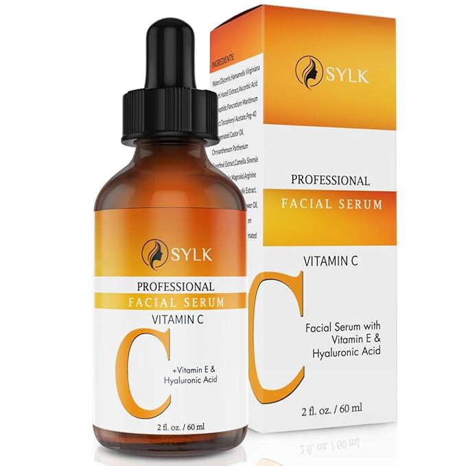 Sylk Vitamin C Serum For Face with Hyaluronic Acid & Vitamin E – Brightening Serum – Treatment for Anti Aging, Dark Spots, Tone, Fine Lines & Wrinkles - Microneedling - Korean Skincare - 2 fl oz
