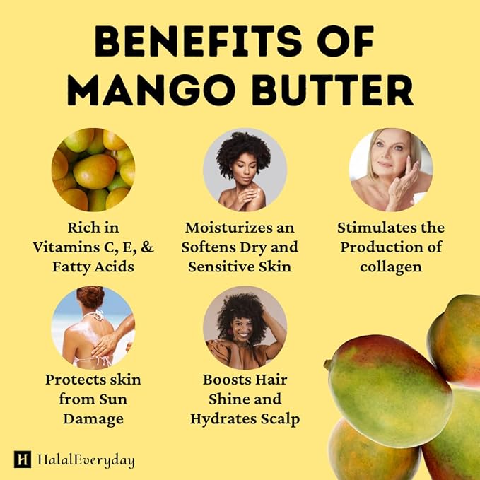 Kyabo 3Lbs MANGO BUTTER PREMIUM Organic Unrefined Raw Virgin 100% Pure Cold Press Grade A Non GMO 100% Natural For Skin BodyCare Beauty Moisturizer DIY For Body Butters, Soap Making,Lotions, Creams…