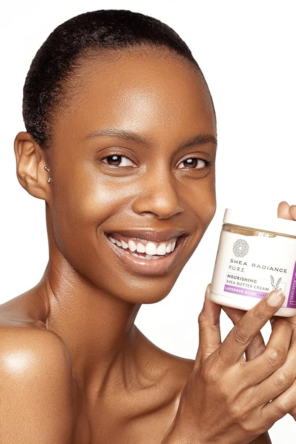 Shea Radiance P.U.R.E. Whipped Shea Butter with Colloidal Oatmeal - Whipped Body Butter Blended with Skin Soothing Oatmeal & Moisturizing Rice Bran Oil | Lavender Bliss (5 oz)