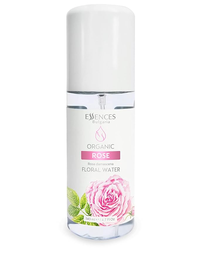 Essences Bulgaria | Organic Rose Floral Water 4.7 Fl Oz | 140ml | Rosa damascena | 100% Pure and Natural | Anti-Age Refreshing Beauty Mist | Alcohol-Free | Makeup Remover | Hydrating | Vegan