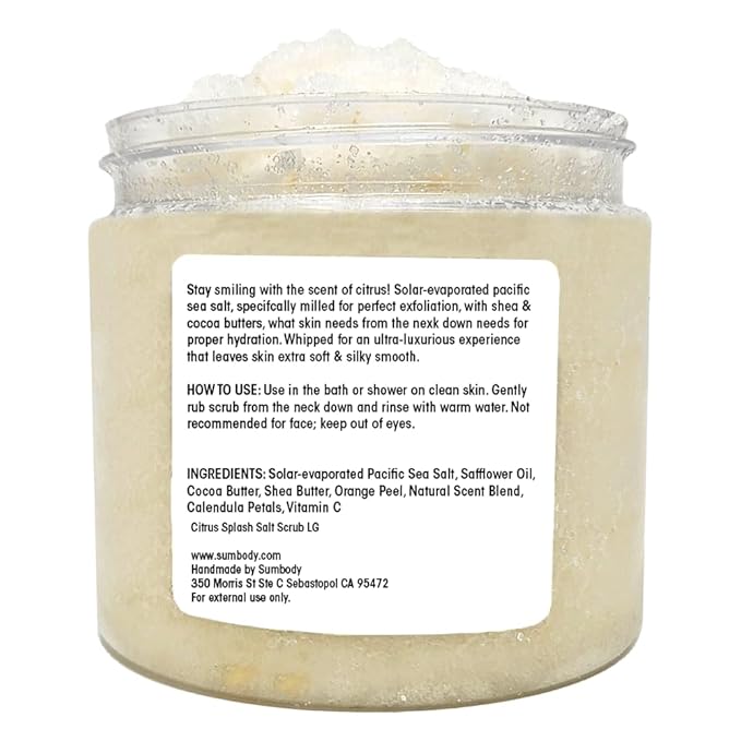 Sumbody Exfoliating Body Scrub (21oz) Vitamin C, Citrus, All Natural, USA Made, Self Care Gifts For Women, Teens, Men Sensitive Skin Nourishing, Hydrating, Non-Toxic