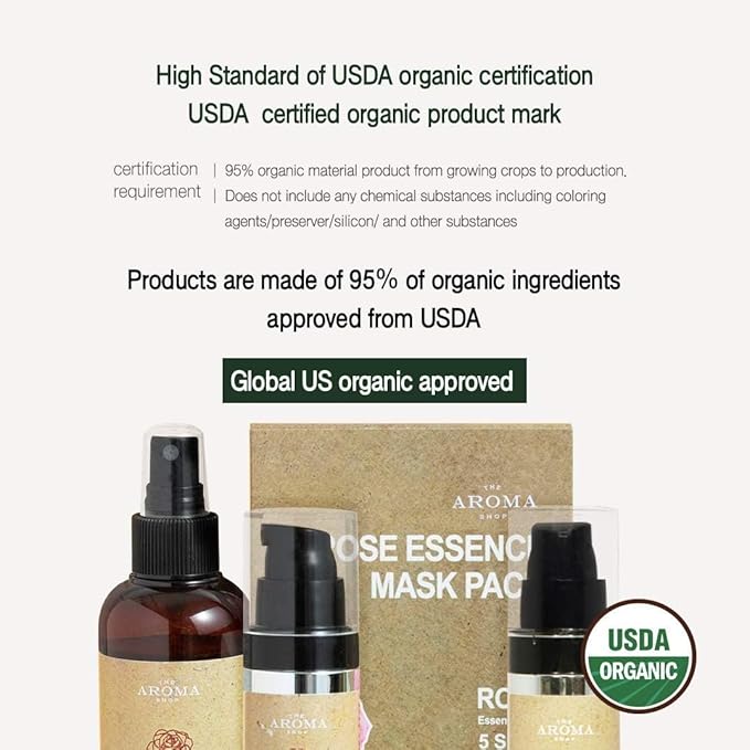 USDA Organic Certified Rose Toner, USDA Organic, Hydrating & Soothing Face Toner Mist, Rose Oil, Daily Skin Care, K-Beauty Inspired, 3.38 fl oz
