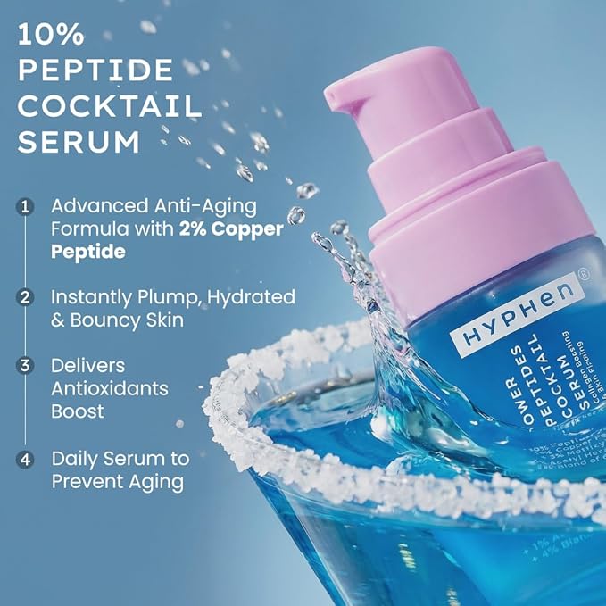 Hyphen 10% Peptide with 2% Copper Peptide Face Serum | Advanced Youth Formula | Boosts Collagen & Elastin | All Skin Types - 18ml
